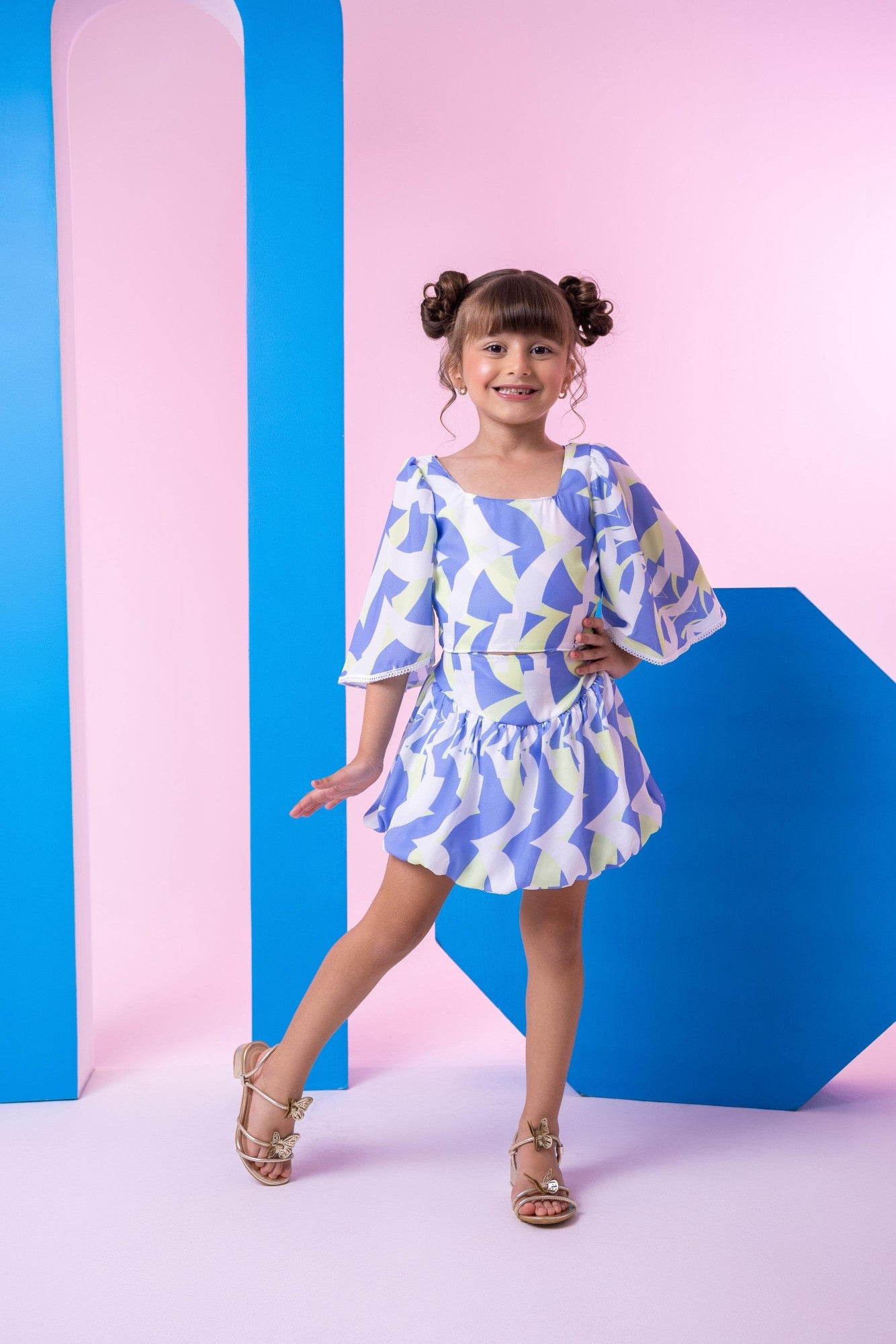 Conjunto Banana Club Alissa Azul e Verde - Estilo Delicado para o Dia a Dia | Bebeloo Kids