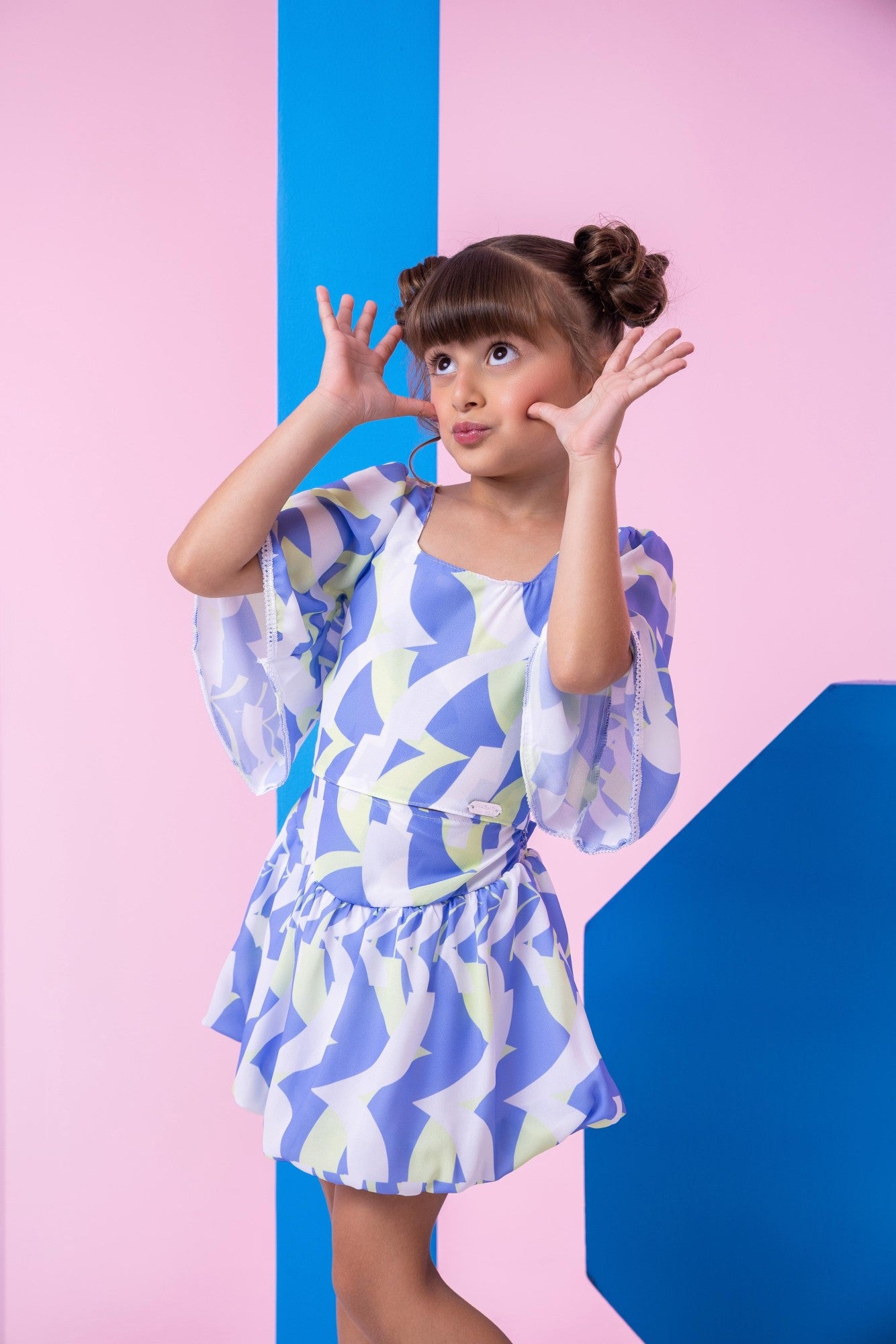 Conjunto Banana Club Alissa Azul e Verde - Estilo Delicado para o Dia a Dia | Bebeloo Kids