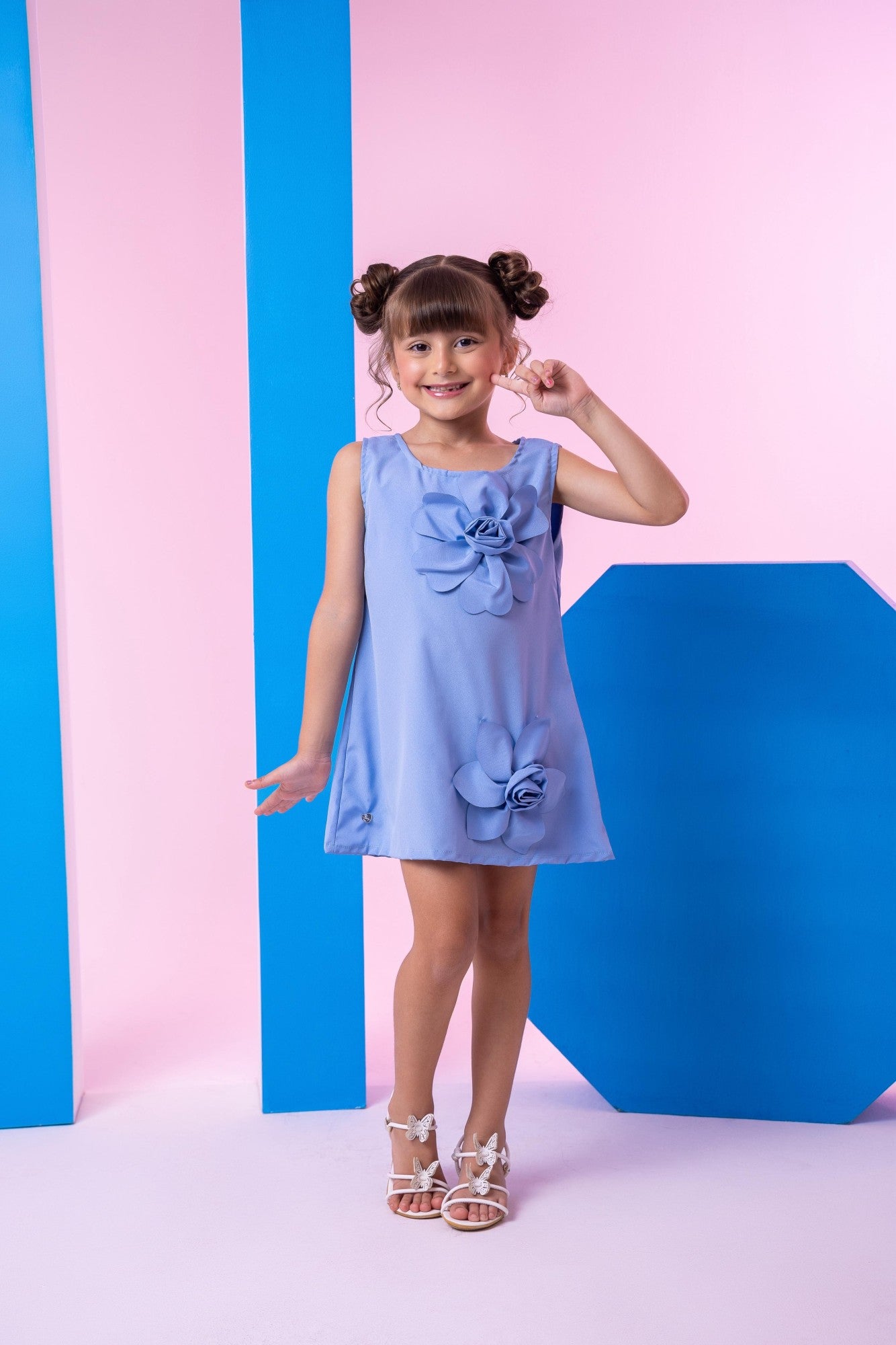 Vestido Blogueirinha Jojo Flor Azul - Leveza e Elegância para Meninas | Bebeloo Kids