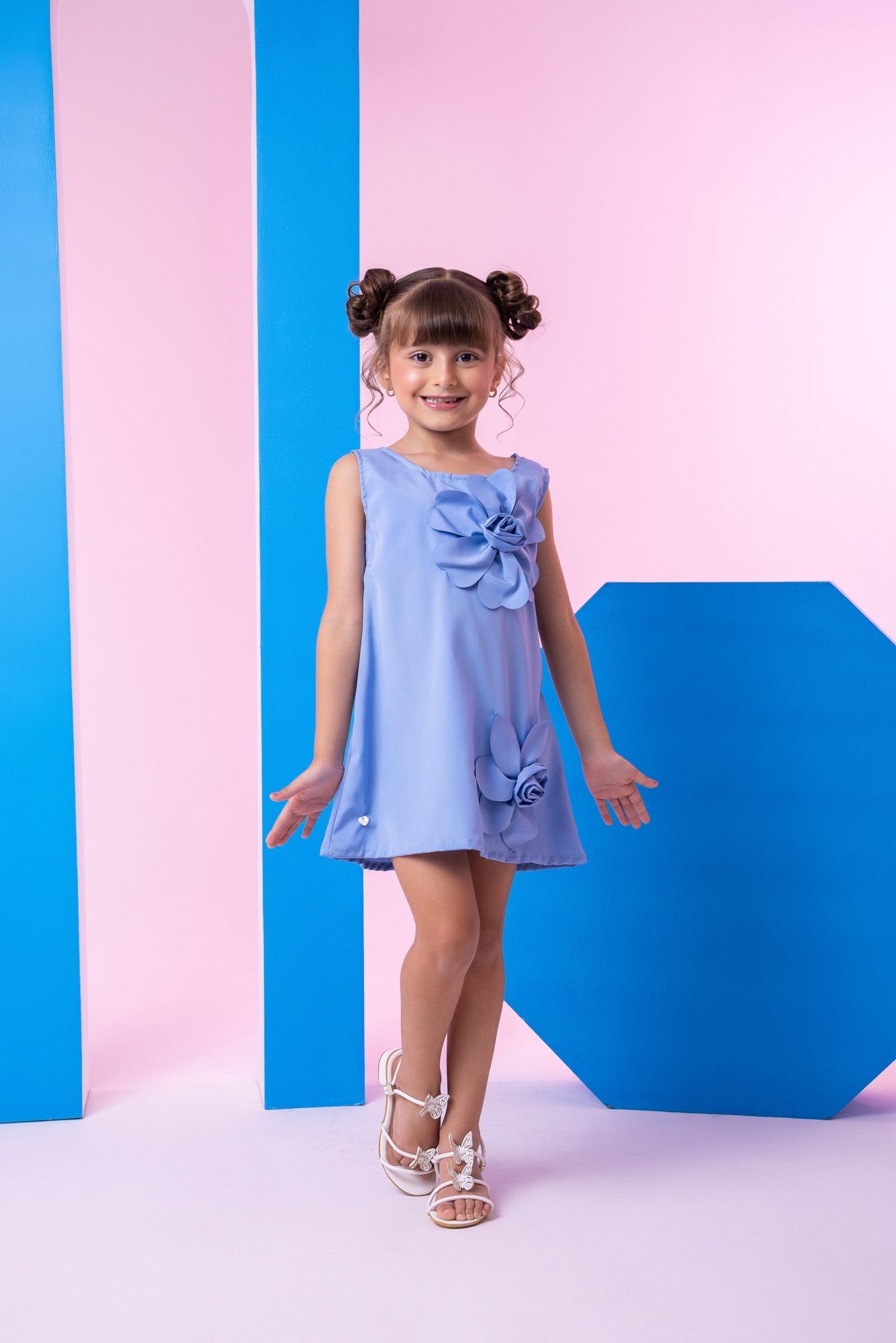 Vestido Blogueirinha Jojo Flor Azul - Leveza e Elegância para Meninas | Bebeloo Kids