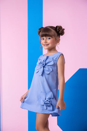 Vestido Blogueirinha Jojo Flor Azul - Leveza e Elegância para Meninas | Bebeloo Kids