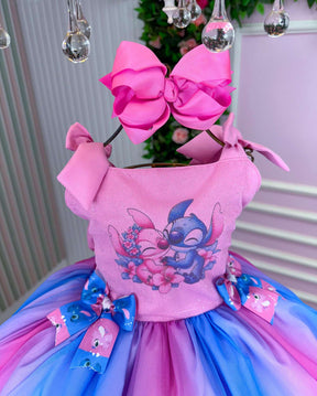 Vestido Tematico Luxo Stitch e Angel Rosa - Leveza e Elegância para Meninas | Bebeloo Kids