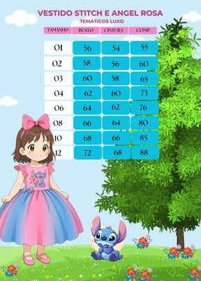 Vestido Tematico Luxo Stitch e Angel Rosa - Leveza e Elegância para Meninas | Bebeloo Kids