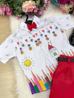 Conjunto Miss cherry Meninos - Lapis Aquarela Vermelho ABC - Estilo Delicado para o Dia a Dia | Bebeloo Kids