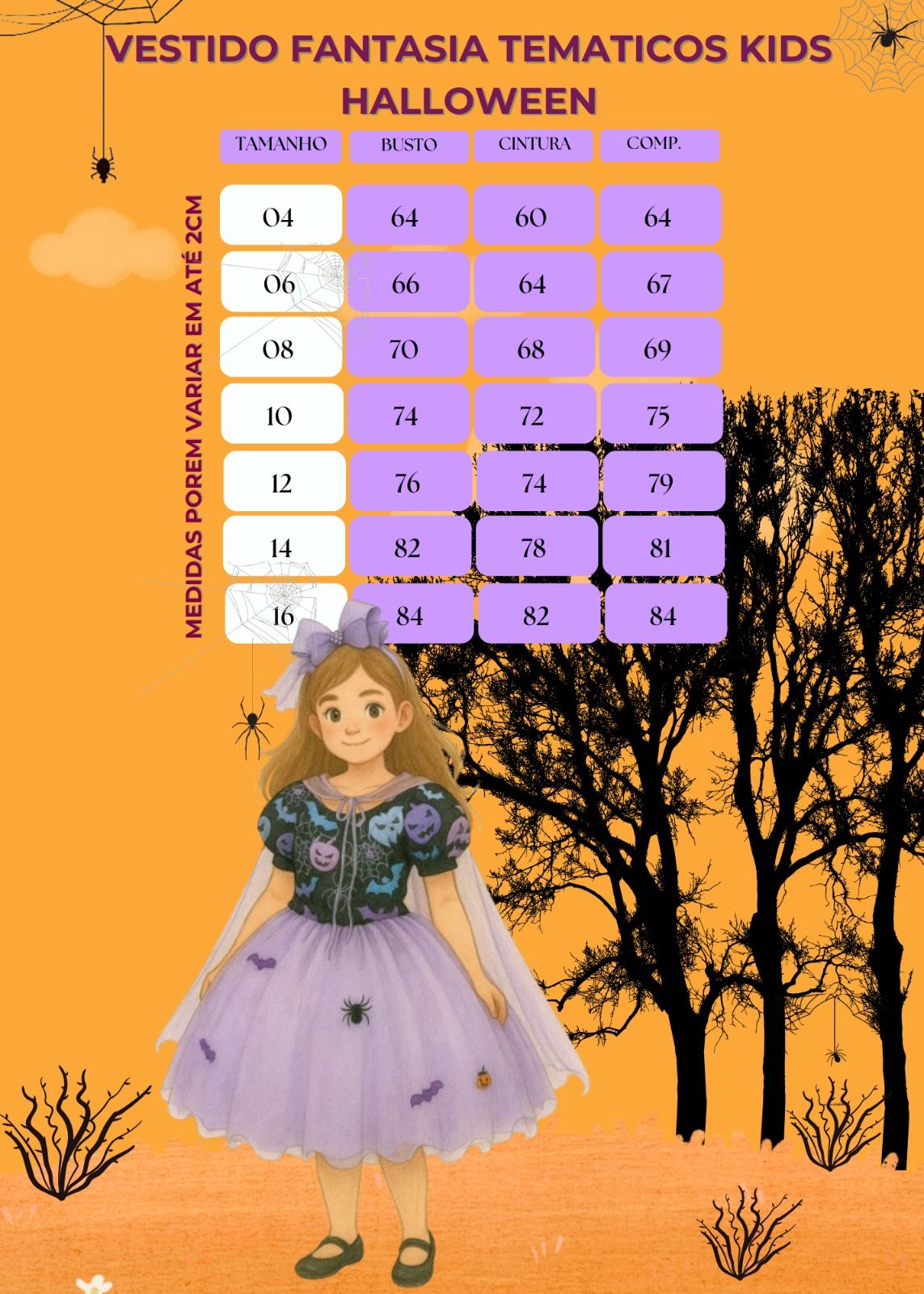 Vestido Fantasia Tematicos Kids Halloween Saia Lilas - Leveza e Elegância para Meninas | Bebeloo Kids