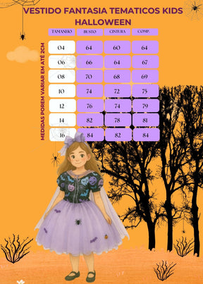 Vestido Fantasia Tematicos Kids Halloween Saia Lilas - Leveza e Elegância para Meninas | Bebeloo Kids