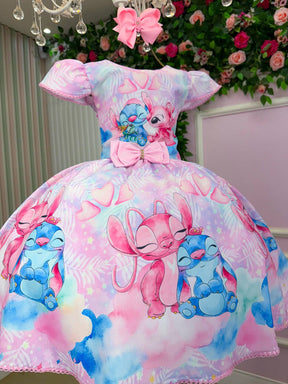 Vestido Tematico Luxo Stitch e Angel Modelo 2 - Leveza e Elegância para Meninas | Bebeloo Kids