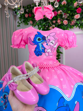 Vestido Tematico Luxo Stitch e Angel Modelo 3 - Leveza e Elegância para Meninas | Bebeloo Kids