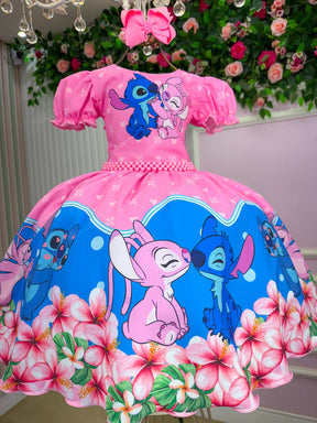 Vestido Tematico Luxo Stitch e Angel Modelo 3 - Leveza e Elegância para Meninas | Bebeloo Kids