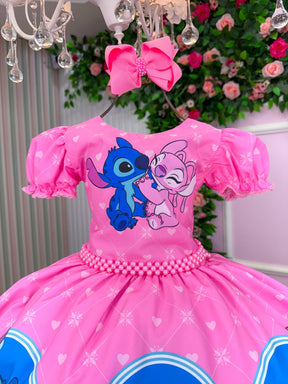 Vestido Tematico Luxo Stitch e Angel Modelo 3 - Leveza e Elegância para Meninas | Bebeloo Kids