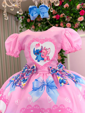 Vestido Tematico Luxo Stitch e Angel Modelo 4 - Leveza e Elegância para Meninas | Bebeloo Kids