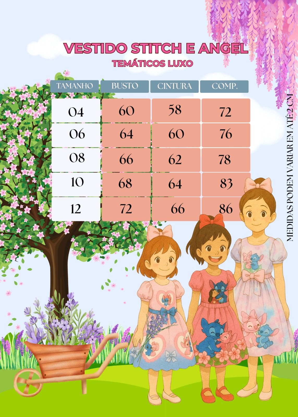 Vestido Tematico Luxo Stitch e Angel Modelo 4 - Leveza e Elegância para Meninas | Bebeloo Kids