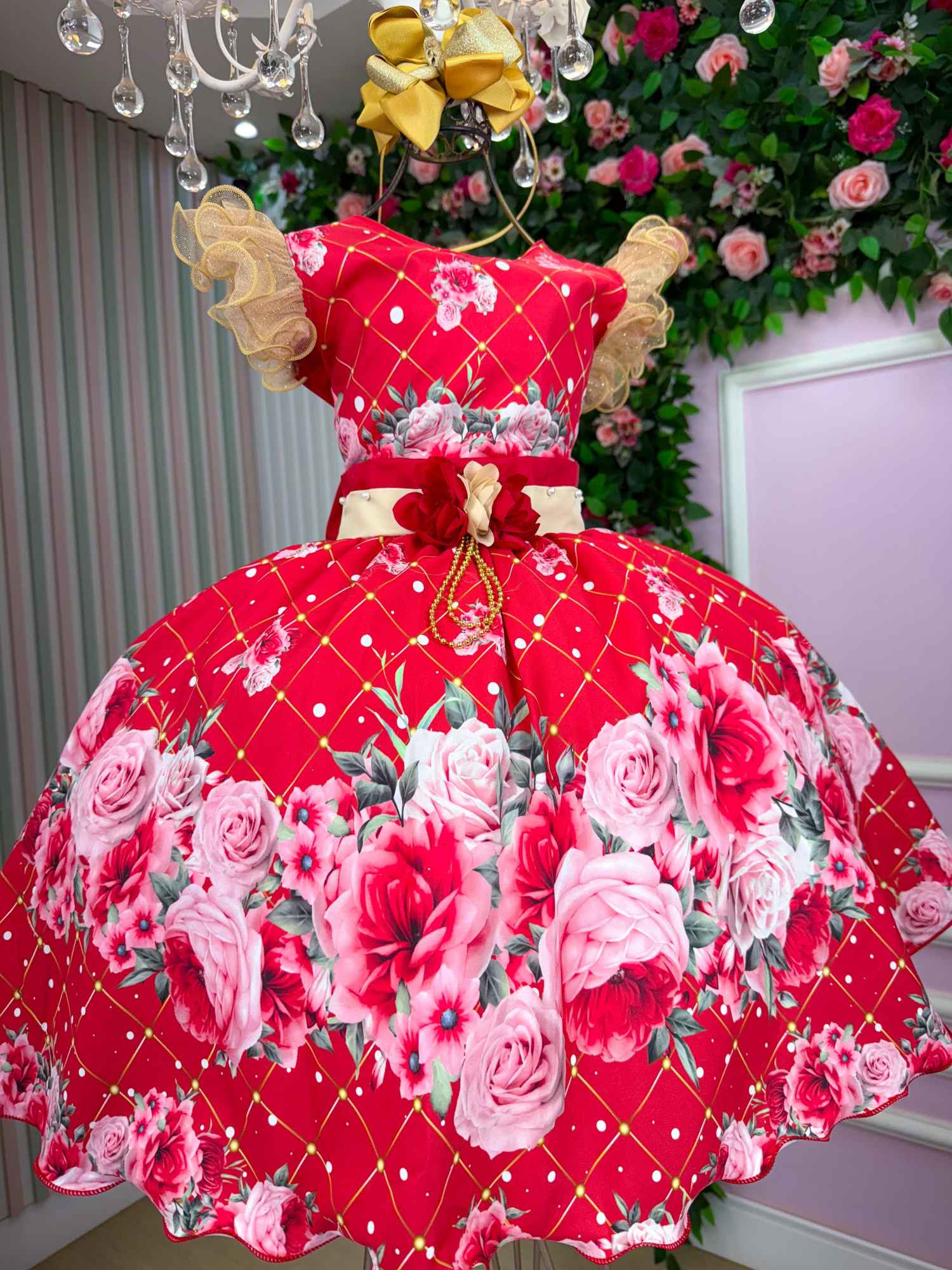 Vestido Marie Natalia Flores Vermelho - Natal - Leveza e Elegância para Meninas | Bebeloo Kids