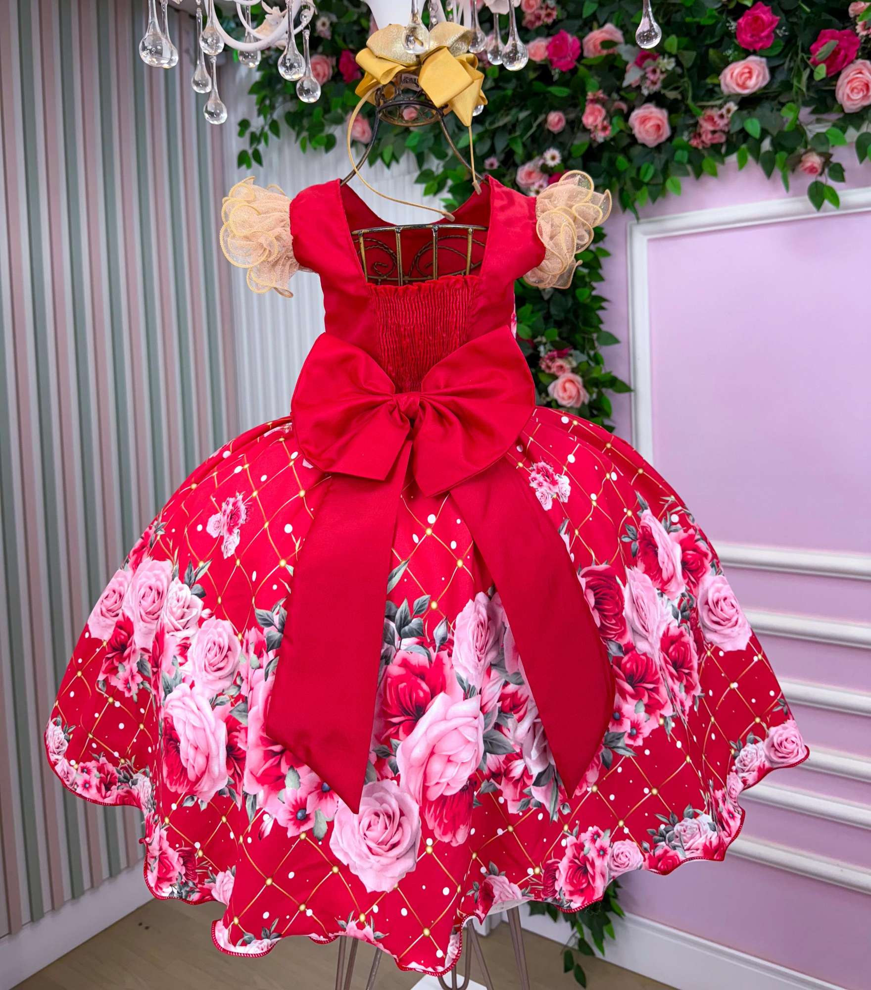 Vestido Marie Natalia Flores Vermelho - Natal - Leveza e Elegância para Meninas | Bebeloo Kids
