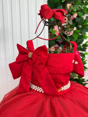 Vestido Banana Club Longo Doce Elegancia Vermelho - Leveza e Elegância para Meninas | Bebeloo Kids
