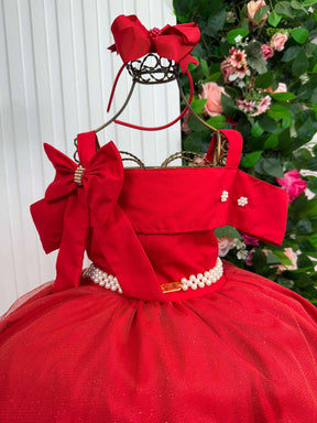 Vestido Banana Club Longo Doce Elegancia Vermelho - Leveza e Elegância para Meninas | Bebeloo Kids