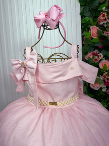 Vestido Banana Club Longo Doce Elegancia Rosa Bebe - Leveza e Elegância para Meninas | Bebeloo Kids