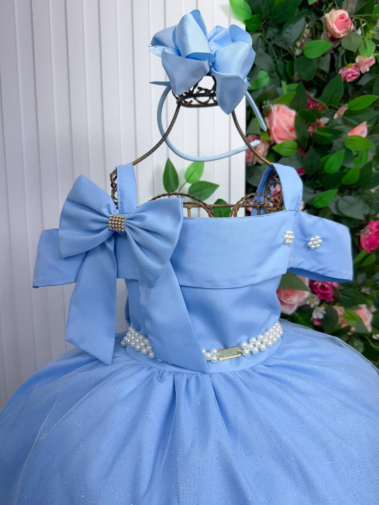 Vestido Banana Club Longo Doce Elegancia Azul Bebe - Leveza e Elegância para Meninas | Bebeloo Kids