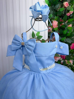 Vestido Banana Club Longo Doce Elegancia Azul Bebe - Leveza e Elegância para Meninas | Bebeloo Kids