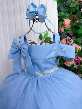 Vestido Banana Club Longo Doce Elegancia Azul Bebe - Leveza e Elegância para Meninas | Bebeloo Kids