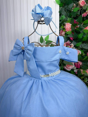 Vestido Banana Club Longo Doce Elegancia Azul Bebe - Leveza e Elegância para Meninas | Bebeloo Kids