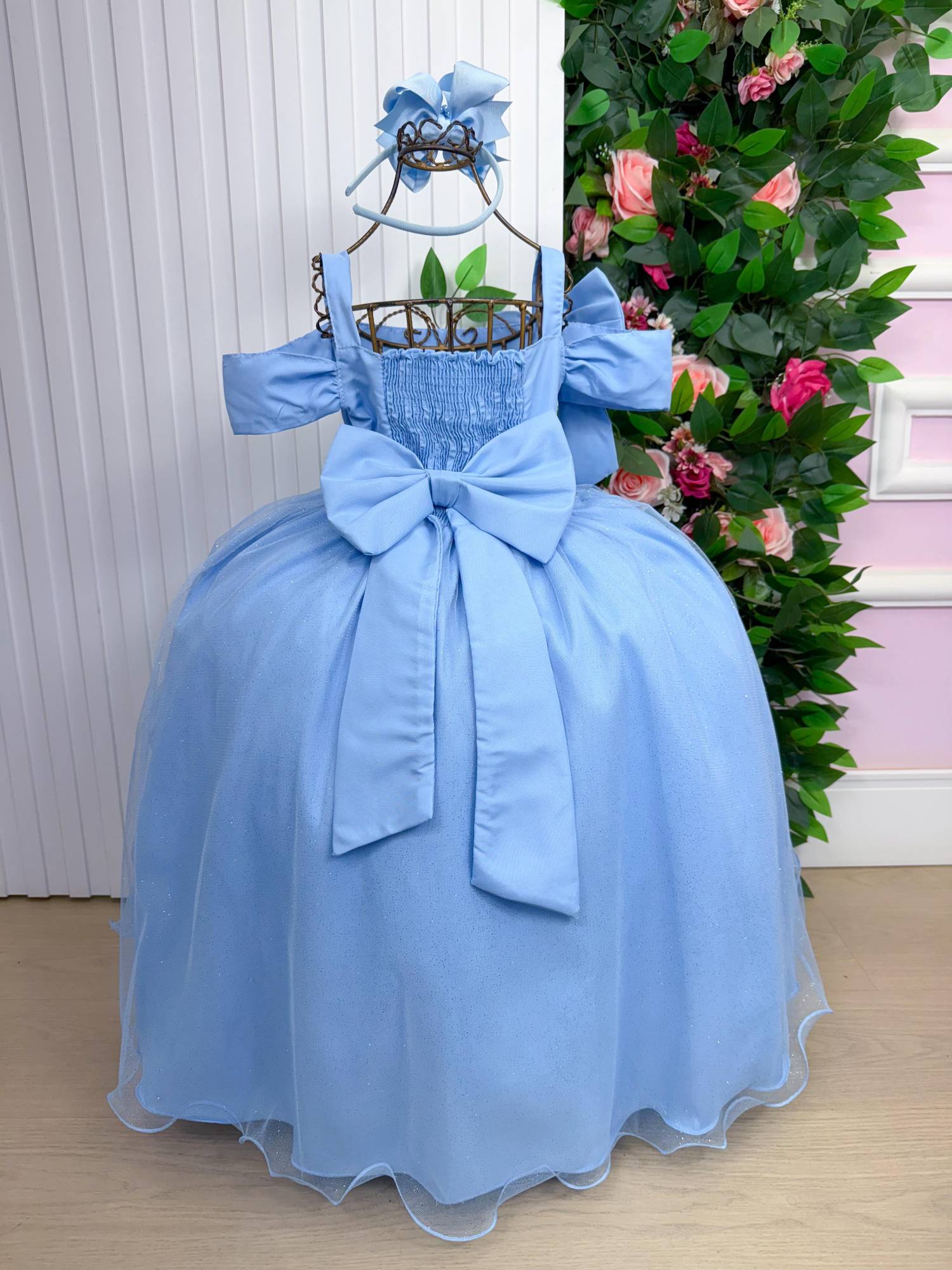 Vestido Banana Club Longo Doce Elegancia Azul Bebe - Leveza e Elegância para Meninas | Bebeloo Kids