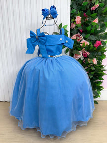 Vestido Banana Club Longo Doce Elegancia Azul Serenity - Leveza e Elegância para Meninas | Bebeloo Kids