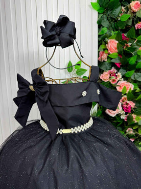 Vestido Banana Club Longo Doce Elegancia Preto - Leveza e Elegância para Meninas | Bebeloo Kids
