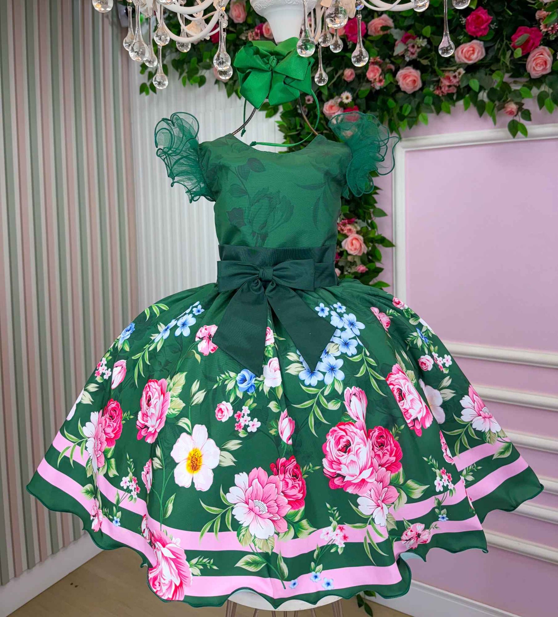 Vestido Marie Flor de Natal Verde - Leveza e Elegância para Meninas | Bebeloo Kids