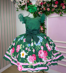 Vestido Marie Flor de Natal Verde - Leveza e Elegância para Meninas | Bebeloo Kids