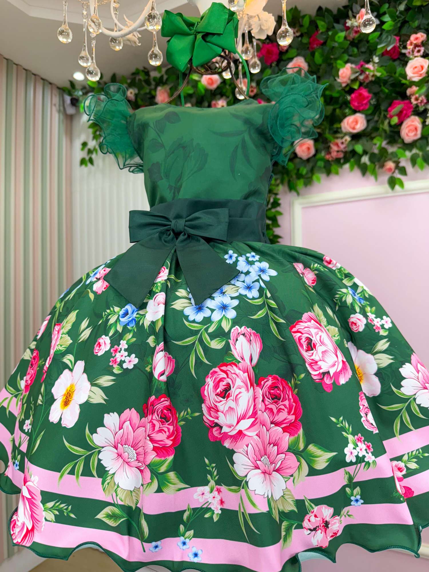 Vestido Marie Flor de Natal Verde - Leveza e Elegância para Meninas | Bebeloo Kids