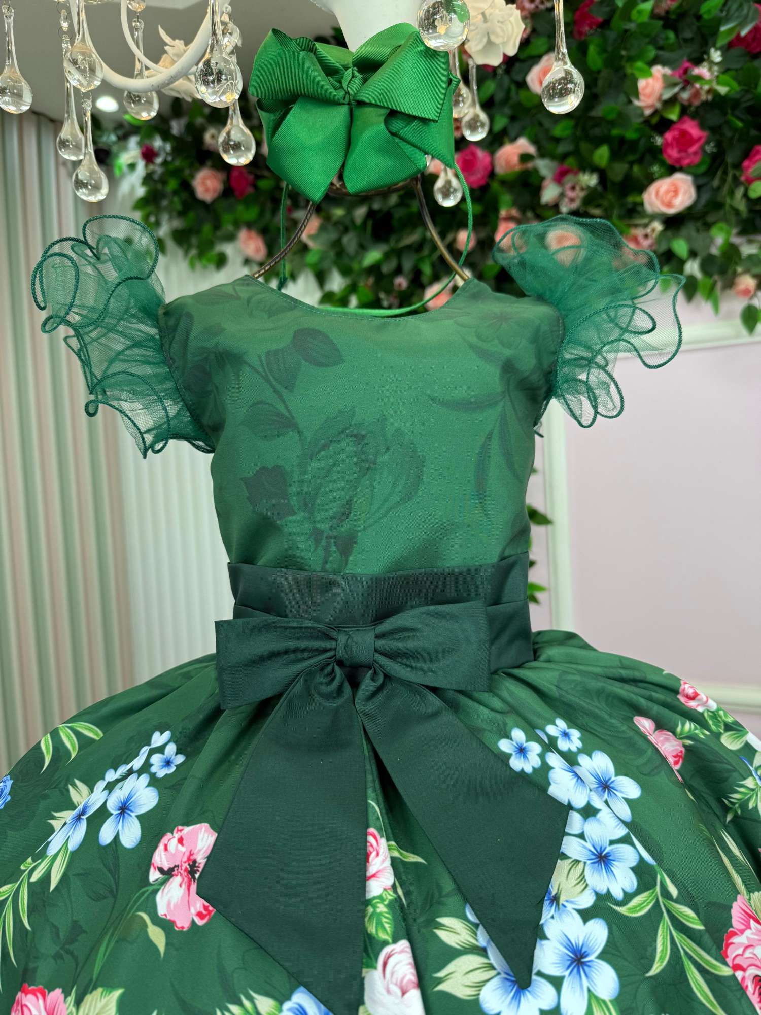Vestido Marie Flor de Natal Verde - Leveza e Elegância para Meninas | Bebeloo Kids