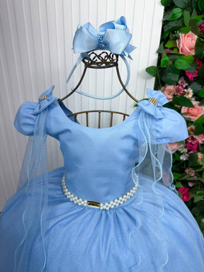 Vestido Banana Club Longo Diamante Azul Bebe - Leveza e Elegância para Meninas | Bebeloo Kids