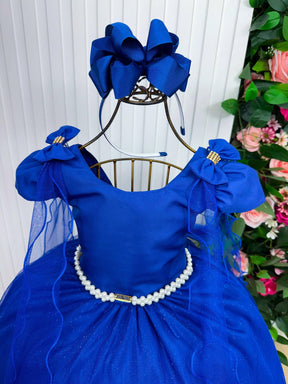 Vestido Banana Club Longo Diamante Azul Royal - Leveza e Elegância para Meninas | Bebeloo Kids