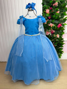 Vestido Banana Club Longo Diamante Azul Serenity - Leveza e Elegância para Meninas | Bebeloo Kids