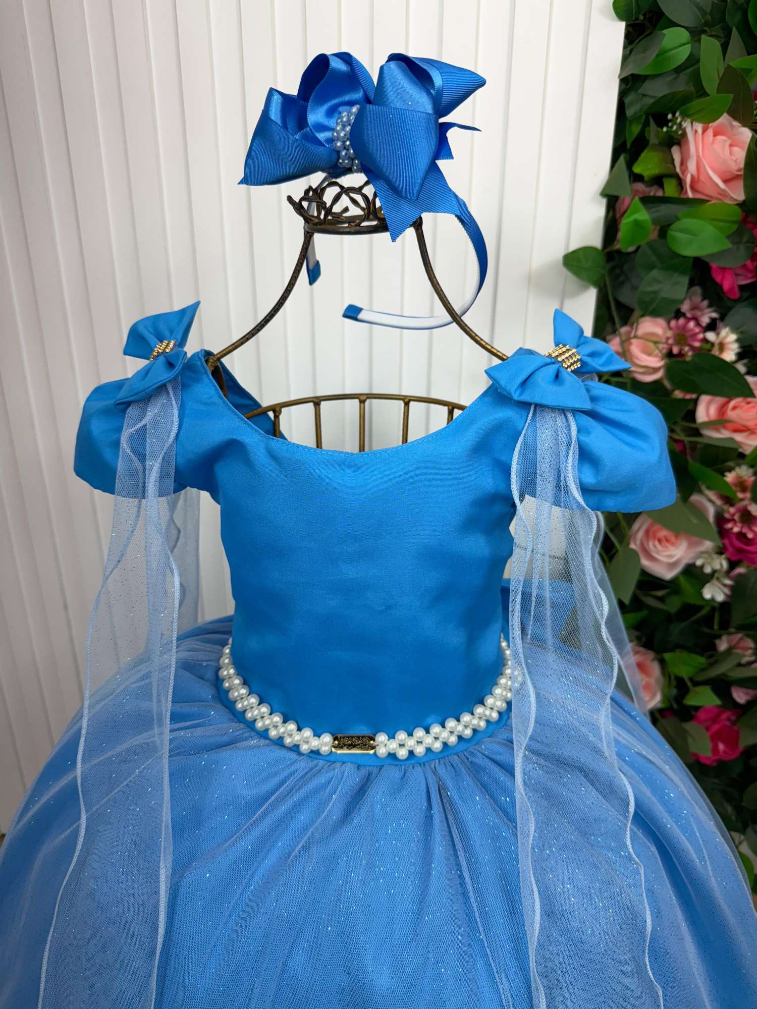 Vestido Banana Club Longo Diamante Azul Serenity - Leveza e Elegância para Meninas | Bebeloo Kids