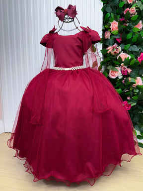 Vestido Banana Club Longo Diamante Marsala - Leveza e Elegância para Meninas | Bebeloo Kids