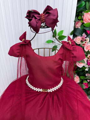 Vestido Banana Club Longo Diamante Marsala - Leveza e Elegância para Meninas | Bebeloo Kids