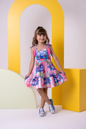 Vestido Temáticos Ysa Kids Stitch Rosa - Leveza e Elegância para Meninas | Bebeloo Kids