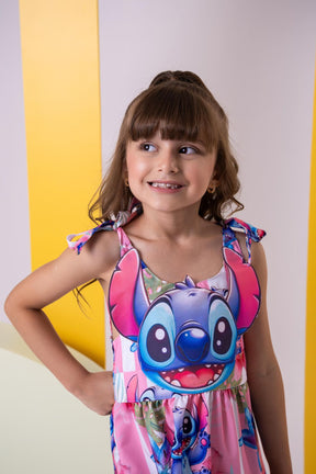 Vestido Temáticos Ysa Kids Stitch Rosa - Leveza e Elegância para Meninas | Bebeloo Kids