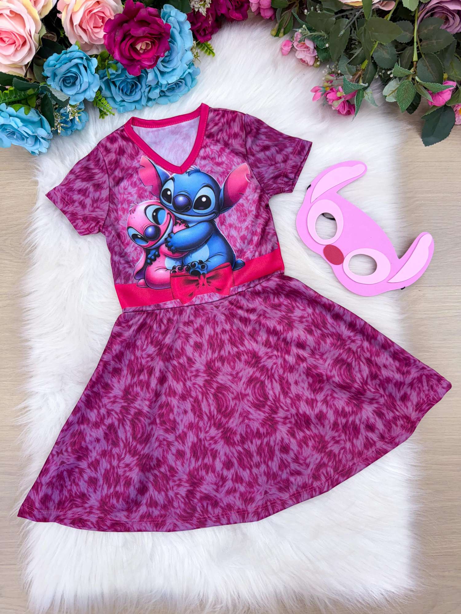 Fantasia Menina Stitch e Angel Rosa - Qualidade e Cuidado para os Pequenos | Bebeloo Kids
