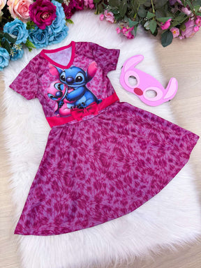 Fantasia Menina Stitch e Angel Rosa - Qualidade e Cuidado para os Pequenos | Bebeloo Kids