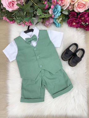 Conjunto Social Miss Cherry Leandro Colete Verde - Estilo Delicado para o Dia a Dia | Bebeloo Kids