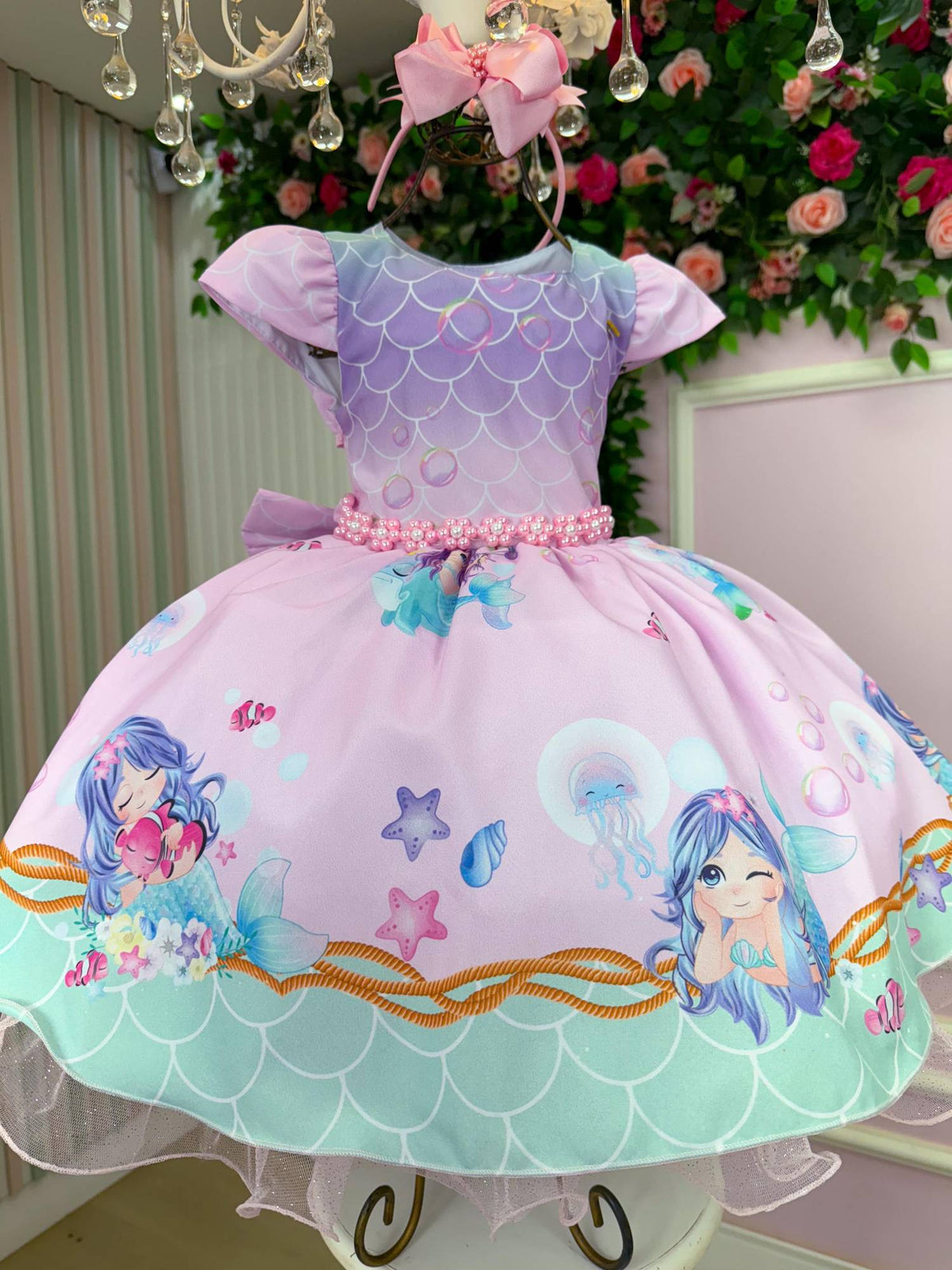 Vestido Infantil Temático Kids Sereia - Fundo do Mar - Leveza e Elegância para Meninas | Bebeloo Kids