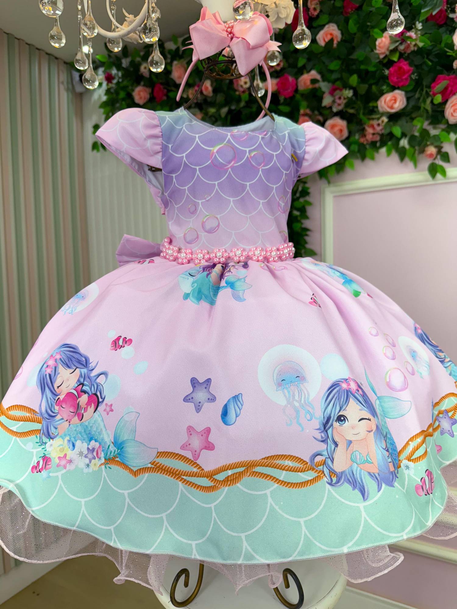 Vestido Infantil Temático Kids Sereia - Fundo do Mar - Leveza e Elegância para Meninas | Bebeloo Kids