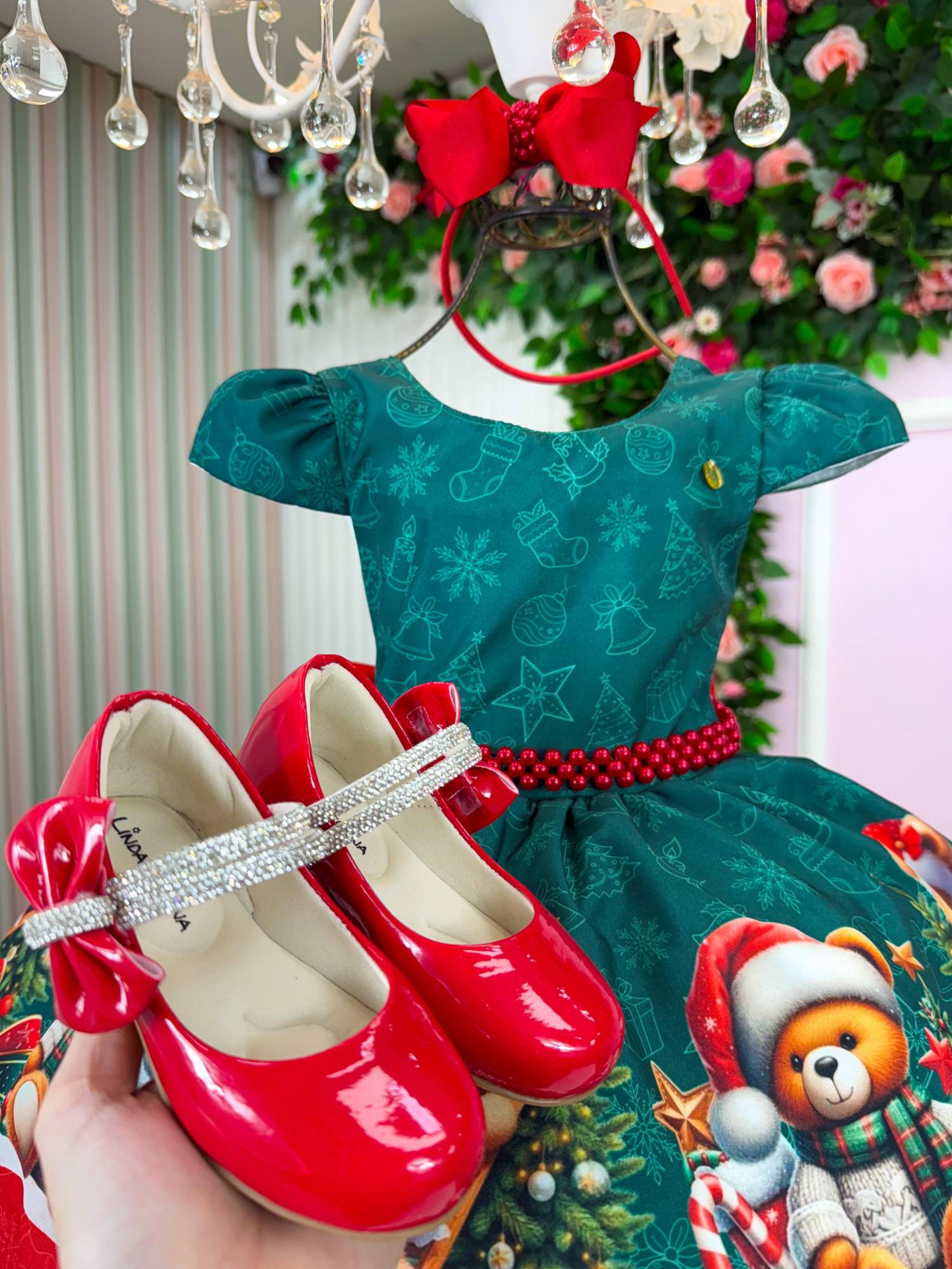 Vestido Banana Club Teddy Natalino Verde - Leveza e Elegância para Meninas | Bebeloo Kids