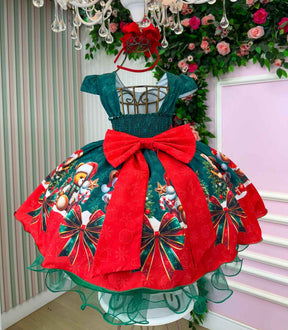Vestido Banana Club Teddy Natalino Verde - Leveza e Elegância para Meninas | Bebeloo Kids