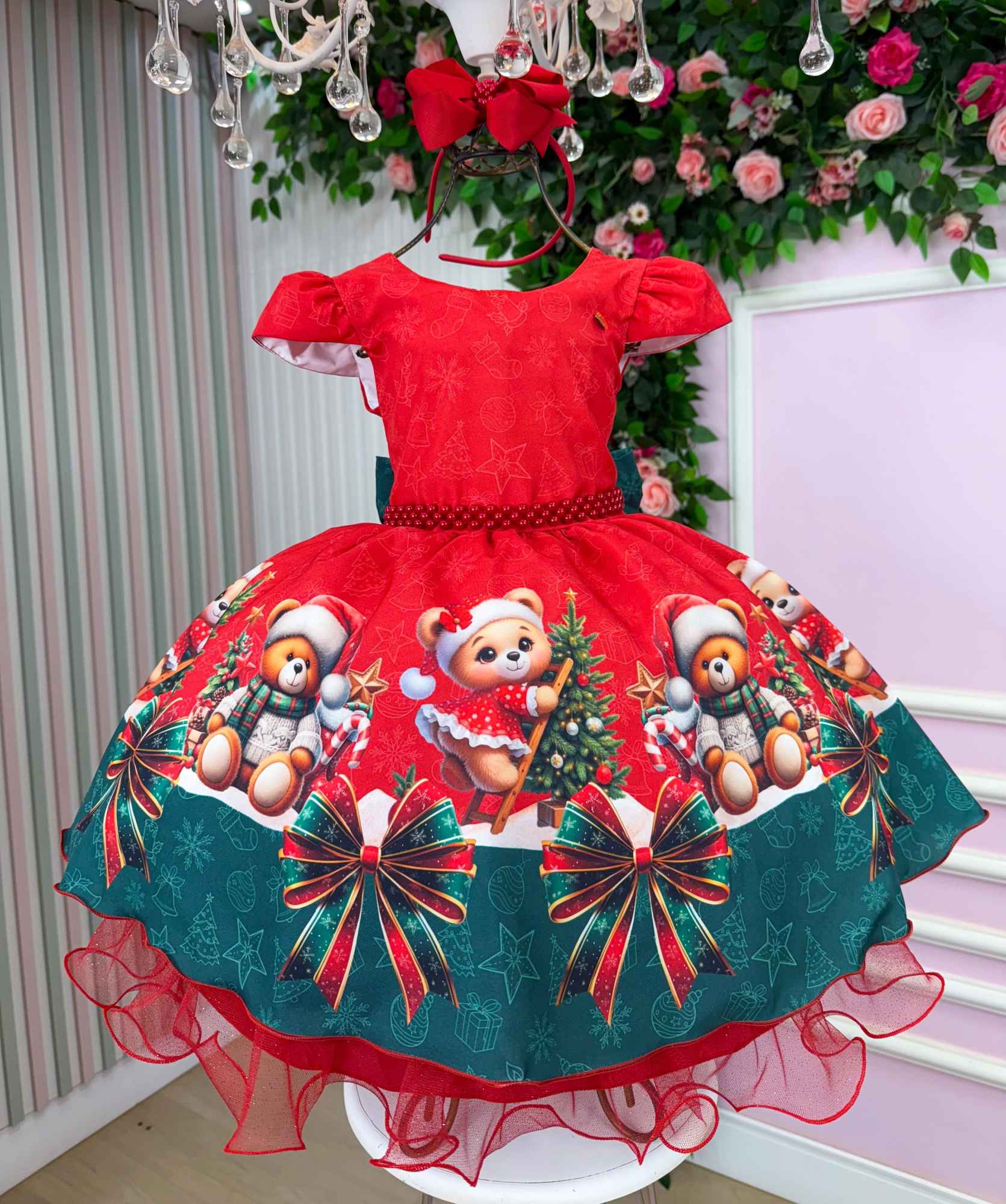 Vestido Banana Club Teddy Natalino Vermelho - Leveza e Elegância para Meninas | Bebeloo Kids