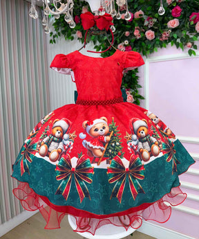 Vestido Banana Club Teddy Natalino Vermelho - Leveza e Elegância para Meninas | Bebeloo Kids