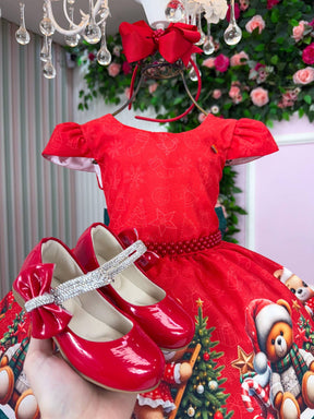 Vestido Banana Club Teddy Natalino Vermelho - Leveza e Elegância para Meninas | Bebeloo Kids